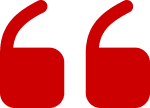 Red quotation marks on black background.
