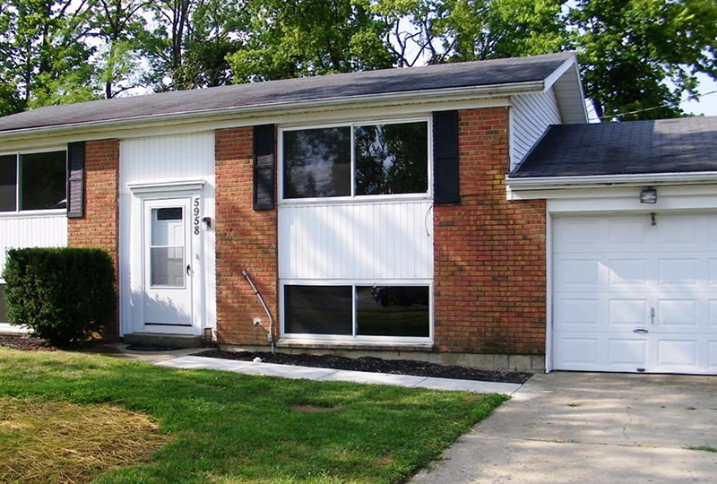 Exterior view of a residential brick house