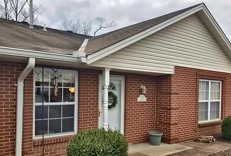 Front door of a brick house